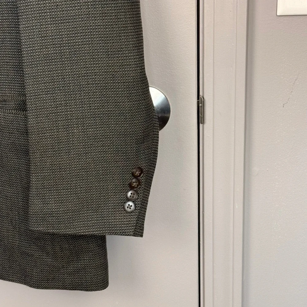 Oscar De La Renta Blazer Mens Olive Brown Micro Pattern 3 Button Sport Coat 46R‎